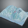 Modern 3D Terrain Model Featuring Mountain Landscape and Red Path Indicators 3d model