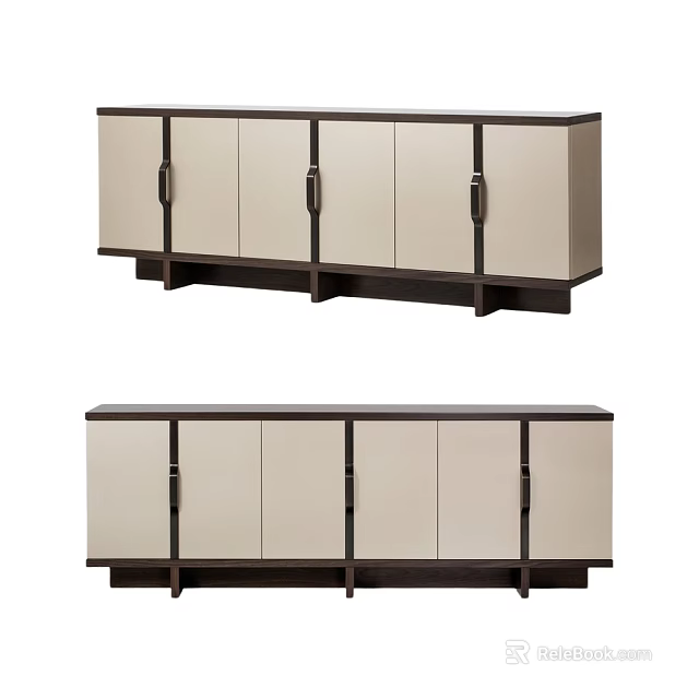Modern TV Stand With Beige And Dark Brown Cabinet Doors For Living Room 3d model 