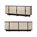 Modern TV Stand With Beige And Dark Brown Cabinet Doors For Living Room