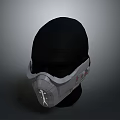 Tactical Weapon Mask With Gray Design On Black Head Model For Combat Gear