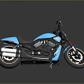 Blue Modern Motorcycle With Black Seat Yellow Rim Wheels And Silver Exhaust Pipes