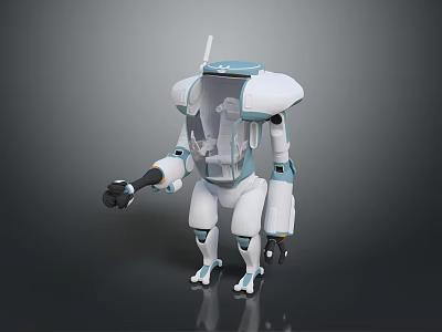 Game Movie Robot Character With Futuristic White And Blue Mechanical Design Transparent Cockpit 3d model