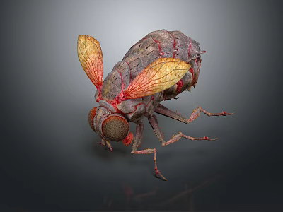fly green head fly insect animal 3d model