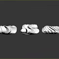 White Whipped Cream Dessert Decorations With Various Flower Spiral And Round Shapes On Black Background