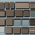 Various Window Shutter Designs In Brown And Gray Colors For Home 3d model