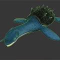 Blue Spotted Aquatic Animal With Black Spiky Shell And Turtle Like Design