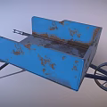 Old Blue Rusty Wheelbarrow With Metal Bucket Handle And Single Wheel Design