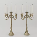 Pair of Vintage Brass Candelabra with Multiple Candle Arms and Classic Design
