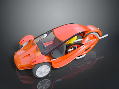 Futuristic Orange Motorcycle With Sleek Body Transparent Windshield And White Wheels 3d model