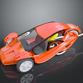 Futuristic Orange Motorcycle With Sleek Body Transparent Windshield And White Wheels