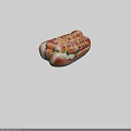 Delicious Two Juicy Hot Dogs in Toasted Buns with Mustard Ketchup and Fresh Vegetables