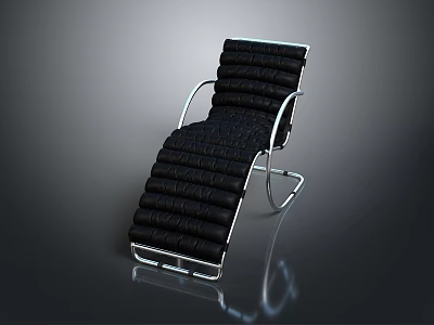 Modern Black Lounge Chair With Metal Frame And Woven Design 3d model