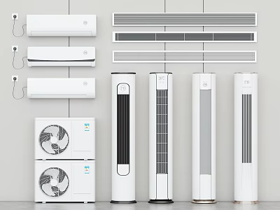Variety of Air Conditioners and Fans Featuring Wall Mounted Standing Units Designs 3d model