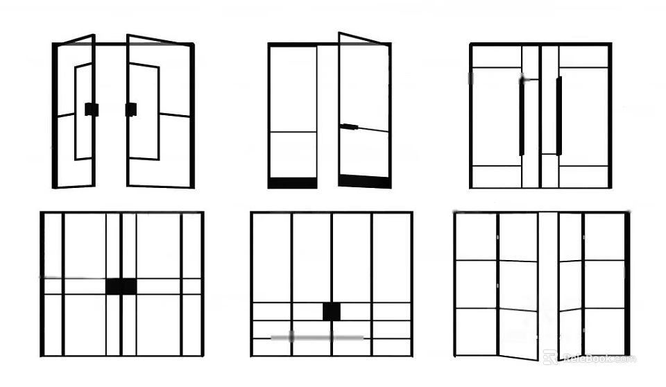 Multiple Sliding Door Designs With Various Frame Structures And Opening Styles 3d model