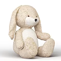 Cute Plush Bunny Doll With Long Ears Soft Beige And White Fabric