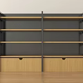 Modern Storage Shelf with Multiple Wooden Shelves Metal Frame and Bottom Cabinet for Home