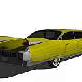 Yellow Vintage Limousine Classic Exterior Design With Retro Styling And Chrome Details