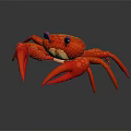 Red Crab 3D Character With Purple Blue Eyes And Yellow Spots