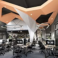 Modern Public Office Space With Desks Computers Ergonomic Chairs And Green Plants