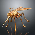 Golden Mosquito Sculpture With Detailed Metallic Design And Artistic Features