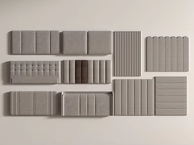 Various Gray Upholstered Headboard Designs With Different Patterns And Textures 3d model