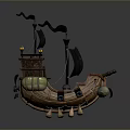 Detailed Decorative Pirate Ship Model With Sails Lanterns And Wooden Accents