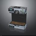 Tech Device With Textured White Top Green Buttons Black Body And Brown Platform