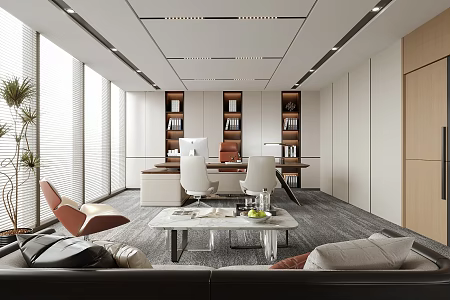modern general manager office chairman office boss office desk and chair 3d model