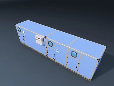 Blue Modular Display Cabinet Shelving With Multiple Doors And Circular Viewing Windows 3d model
