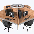 Multiple Office Desks With Computer Monitors Ergonomic Chairs And Workspace Setup 3d model