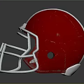 Shiny Red American Football Helmet With White Stripe And White Facemask