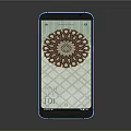 Modern Smartphone With Blue Frame Decorative Screen Pattern And Time