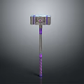 3D Model of Decorative Hammer With Purple Striped Handle and Metal Head