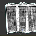 Black Three Panel Folding Room Divider Screen With Wooden Frame Design 3d model