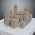 Urban Building Complex Model With Tall Towers Diverse Roofs And Beige Exteriors