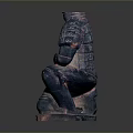 Kneeling Terracotta Warrior Sculpture With Intricate Armor And Blue Red Details