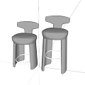 Two Modern Bar Stools With Curved Backrest Round Seat And Metal Footrest