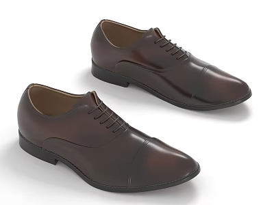 Brown Leather Lace Up Formal Shoes With Black Soles And Classic Design 3d model