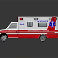 Red and White Ambulance Vehicle With Emergency Lights And Medical Symbol