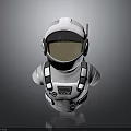 Astronaut Bust In White Spacesuit With Reflective Helmet And Chest Details Against Dark Background