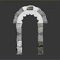 Scenic Stone Archway Landscape With Gray White Stones And Green Moss On Top