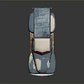 Vintage Blue Pickup Truck With White Roof And Rusty Body Details