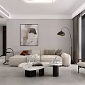 Modern Living and Dining Room Interior Design With TV Wall Sofa And Marble Coffee Table