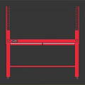 Red Metal Workbench With Black Top And Mesh Back Panel For Workshop 3d model
