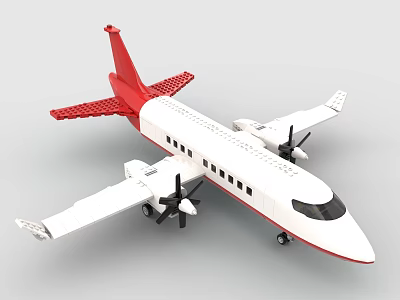 LEGO toy building blocks aircraft airliner propeller aircraft 3d model