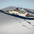 Aquarius Yacht Sailing On Icy Sea With Cracked Surface