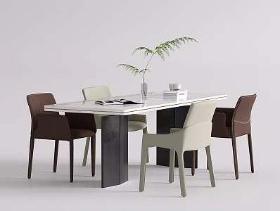 Modern Dining Table and Chair Rectangular 3d model