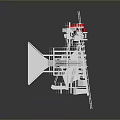 Industrial Mechanical Device With White Structure And Red Conveyor Components