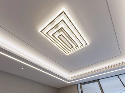 Modern Layered Ceiling Light with LED Strips and Ceiling Trim for Bright Indoor Illumination 3d model
