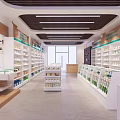 Modern Pharmacy Store Interior With Shelves Displaying Medicines And Service Counter